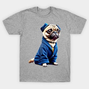 Cute Pug Wizard in Robe - Adorable Pug Dressed up as Wizard Costume T-Shirt